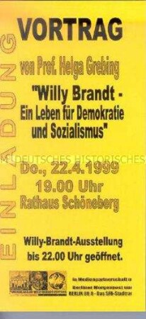 Einladung zu einem Vortrag über Willy Brandt