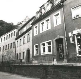 Colditz, Haingasse 8/4. Ehemaliges Hotel und Wohnhäuser (E. 18. Jh. (Nr 8), 1753 (Nr. 6), 1794 (Nr 4)). Straßenansicht