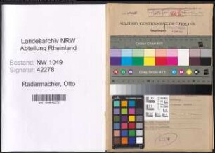 Entnazifizierung Otto Radermacher , geb. 01.12.1896 (Beamter)
