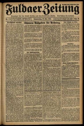 Erste Ausgabe vom Donnerstag, den 26. November 1931.