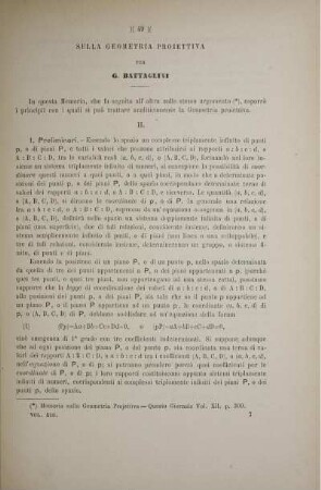 Sulla Geometria Projettiva.