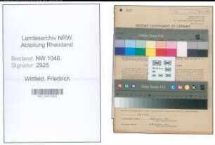 Entnazifizierung Friedrich Wittfeld , geb. 19.03.1897 (Maurer)