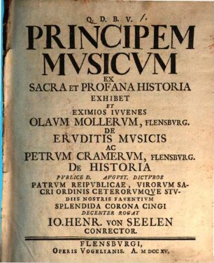 Princeps musicus ex sacra et profana historia exhibitus