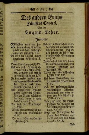 Des andern Buchs Fünfftes Capitel, Von der Tugend-Lehre.