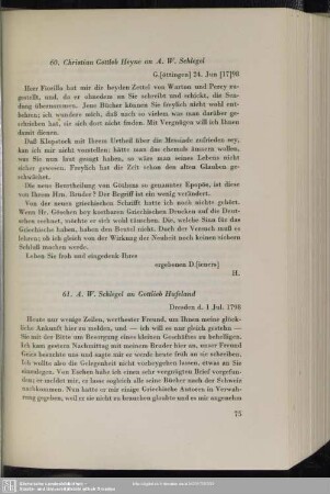 August Wilhelm von Schlegel an Gottlieb Hufeland, Dresden, 01.07.1798