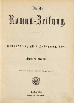 Deutsche Roman-Zeitung. 1894,3 = Jg. 31