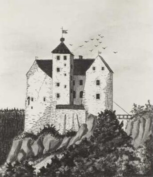 Ansicht der Burg Lauenstein, wie sie ums Jahr 1400 herum gewesen (...)