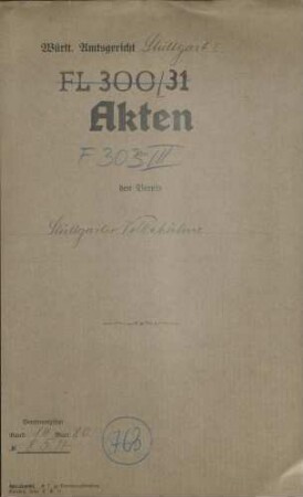 Stuttgarter Volksbühne; Gründungsjahr o.A.; VR 855