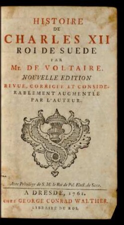 Histoire De Charles XII Roi De Suede