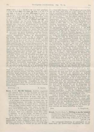 612-613 [Rezension] Strack, Herm. L., Einleitung in das Alte Testament einschließlich Apokryphen und Pseudepigraphen. Mit eingehender Angabe von Litteratur. 4. ganz neu bearb. Aufl