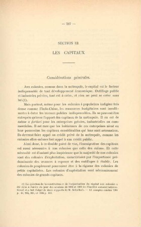Section III. Les capitaux
