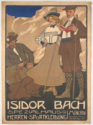 Plakat: Firma Isidor Bach, Herrensportkleidung in München