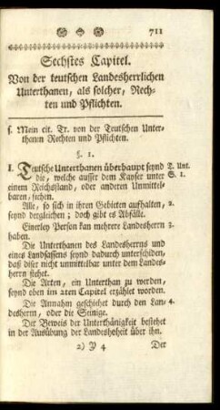 Sechstes Capitel. Von der teutschen Landesherrlichen Unterthanen, ...