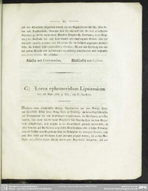 C.) Locus ephemeridum Lipsiensium