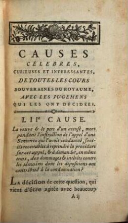 Causes célèbres, curieuses et intéressantes, de toutes les cours souveraines du royaume, avec les jugemens qui les ont décidées. 9. 1774