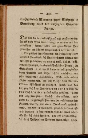 Wohlgemeinte Warnung gegen Mißgriffe in Betreibung eines der wichtigsten Gewerbs-Zweige