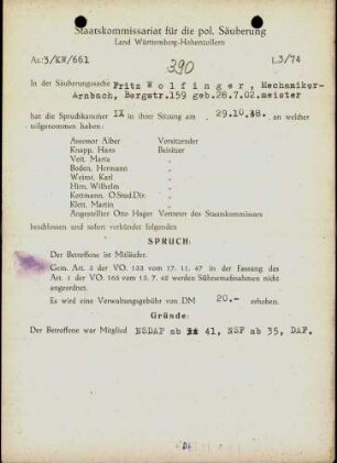Wolfinger, Fritz
