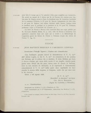 [CCCCIX]=CCCCXI. J. B. Bertold à l'archiduc Léopold. Bruxelles, 28 août 1626