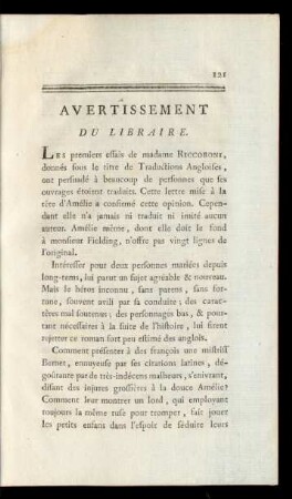 Avertissement Du Libraire.