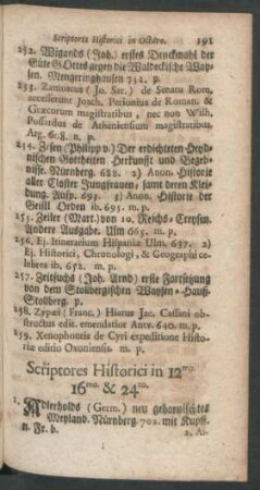 Scriptores Historici in 12mo. 16mo. & 24to.