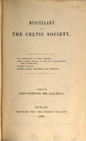 Miscellany of the Celtic Society