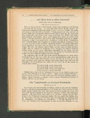 ". . . und leben doch in stiller Heiterkeit" (Paul Jessen zum 60. Geburtstag) Von Geerd Spanjer