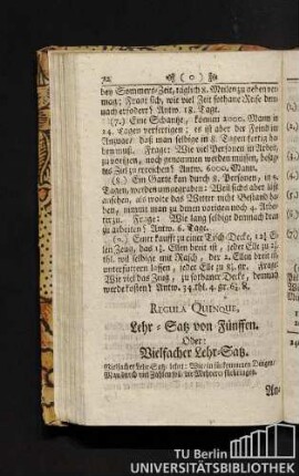 Regula Quinque, Lehr-Satz von Fünffen, Oder: Vielfacher Lehr-Satz.