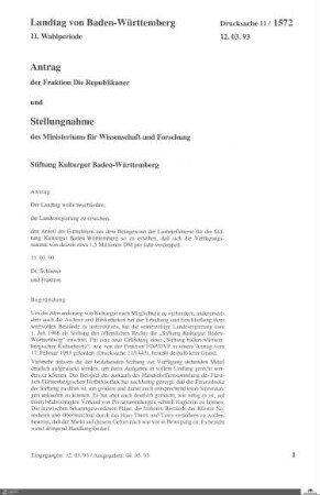 Antrag der Republikaner: Stiftung Kulturgut