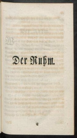 Der Ruhm.