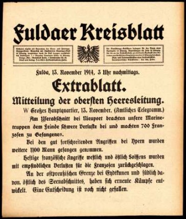 Zweite Ausgabe vom Freitag, den 13. November 1914.
