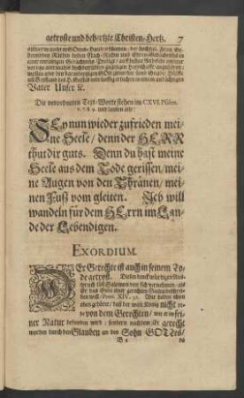 Die verordneten Text-Worte stehen im CXVI. Psalm. v. 7. 8. 9. und lauten also: