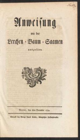 Anweisung wie der Lerchen-Baum-Saamen auszusäen