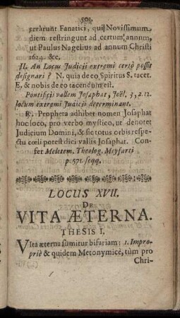 Locus XVII. De Vita Æterna.