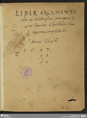 Liber argumentorum für Christian II. von Sachsen - Mscr.Dresd.J.318