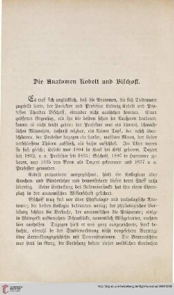 Die Anatomen Kobelt und Bischoff