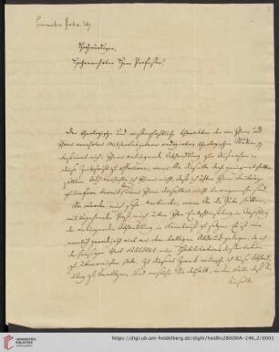 Korrespondenz Heinrich Rettig / Carl Ullmann: Brief von Heinrich Rettig an Carl Ullmann