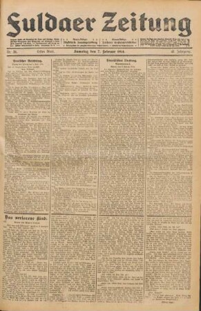 Ausgabe vom Samstag, den 07. Februar 1914.