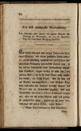 Ein und zwanzigste Beobachtung. - Dreißigste Beobachtung.