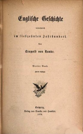 Leopold von Ranke's sämmtliche Werke, 17. Englische Geschichte vornehmlich im siebzehnten Jahrhundert ; 4