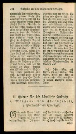 II. Gebete für die häusliche Andacht