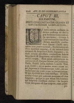 Caput III. Polemicum, Ipsius Concomitantiæ Examen Et Refutationem Complectens.