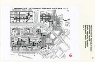 Stadtkern, Dorsten-Wulfen (Diplomarbeit bei Kurt Dübbers): Funktionsschema zentraler Bereich und Schemagrundriss Erdgeschoss 1:500