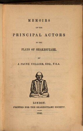 Memoirs of the principal actors in the plays of Shakespeare