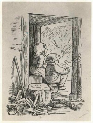 Richter, Ludwig: Zwei Kinder in der Tür. Holzschnitt. Dresden: Kupferstich-Kabinett