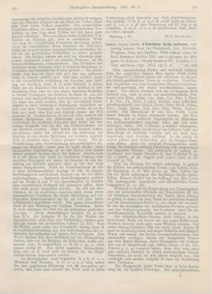 190-191 [Rezension] Lewis, Agnes Smith, A Palestinian Syriac lectionary