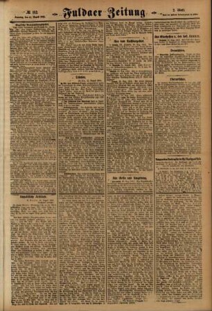 Zweite Ausgabe vom Samstag, den 21. August 1915.