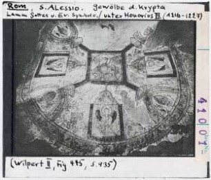Rom: Sant Alessio, Gewölbe der Krypta, Lamm Gottes, Evangelistensymbole