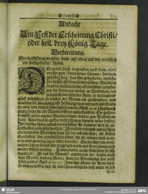 Andacht Am Fest der Erscheinung Christi, oder heil. drey König Tage