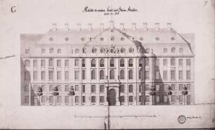 Dresden, Landhaus, Fassadenriss, Ansicht von der Wilsdruffer Straße