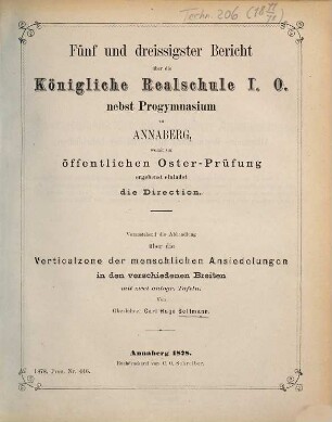 Bericht über die Königliche Realschule I.O. nebst Progymnasium zu Annaberg : womit zu den ... stattfindenden öffentlichen Prüfungen ... ergebenst einladet. 1877/78 = 35